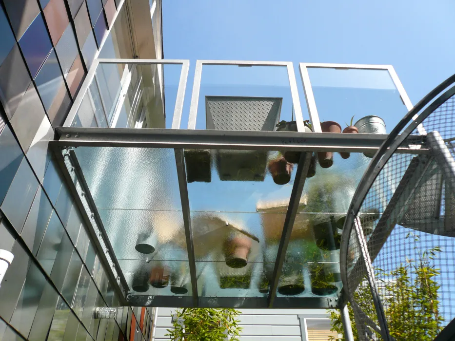 Glass deck from below at Shotwell Design Lab in San Francisco.