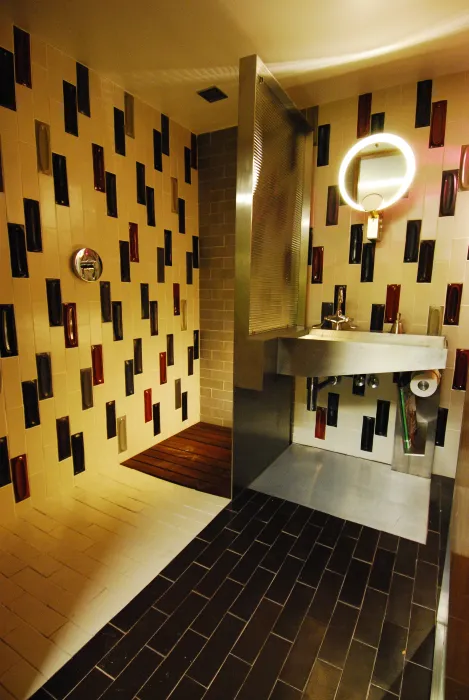 Bathroom inside David Baker Architects Office in San Francisco.