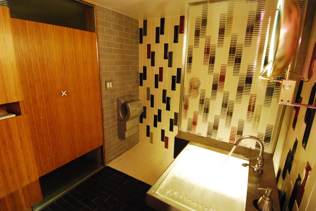 Bathroom inside David Baker Architects Office in San Francisco.