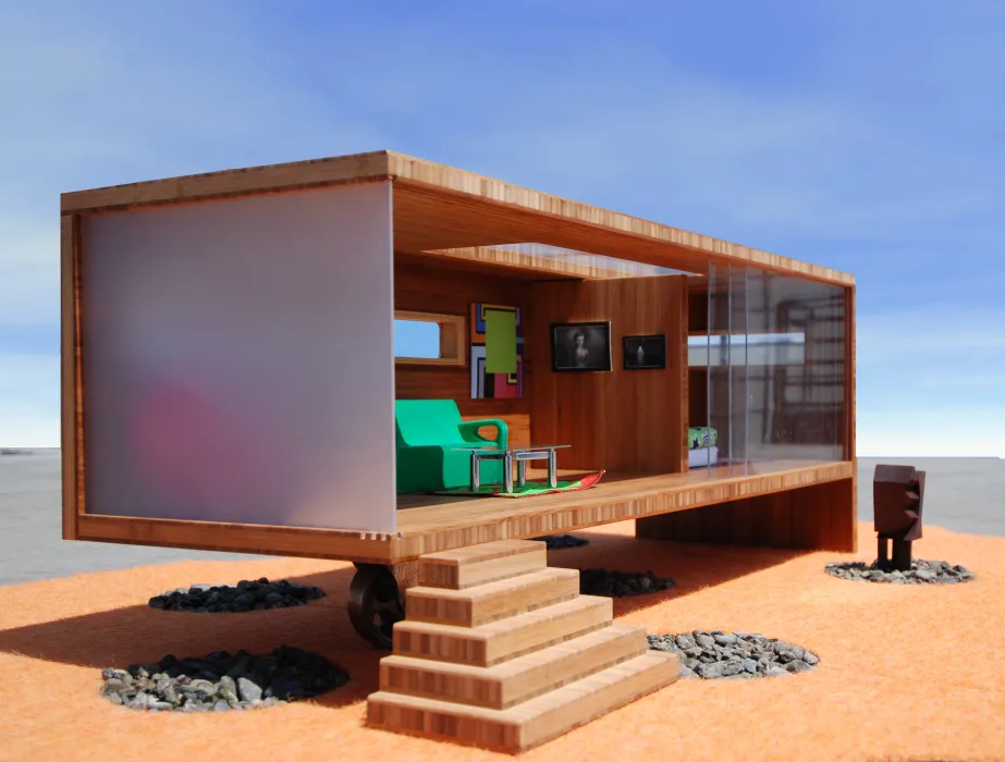 Side view of Modularean Eco House.