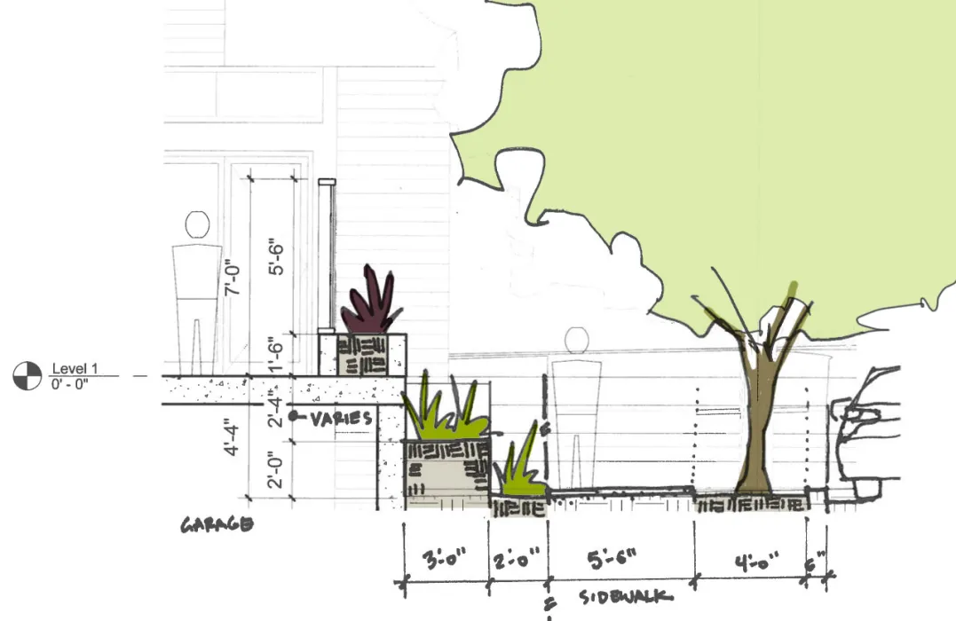 Sketch study for Lakeside Senior Housing in Oakland, Ca.