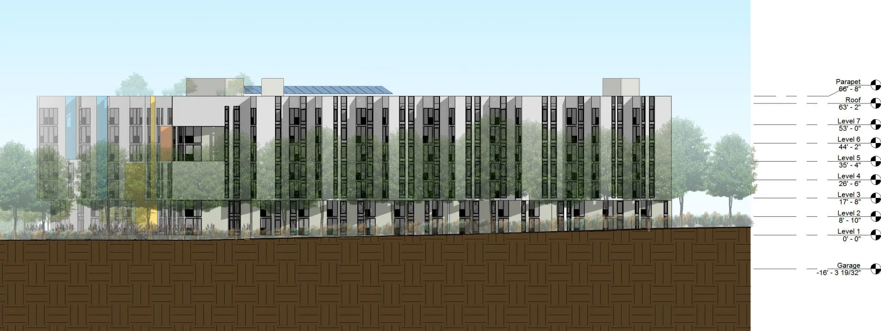 Exterior rendering of Rincon Green elevation in San Francisco.
