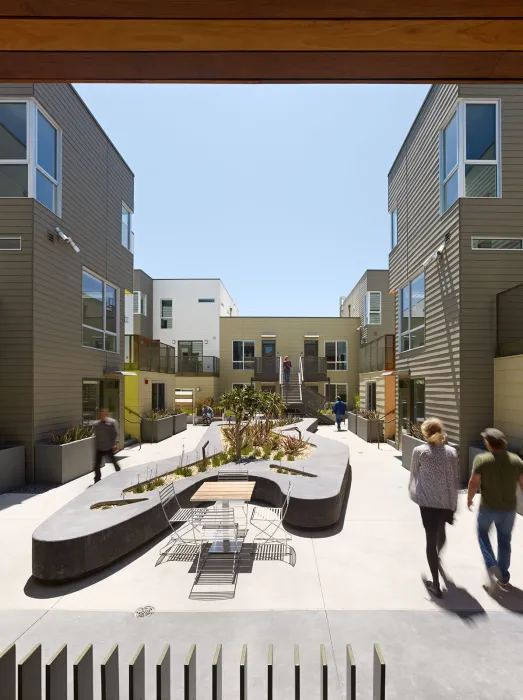 Looking into the courtyard at Fillmore Park in San Francisco.