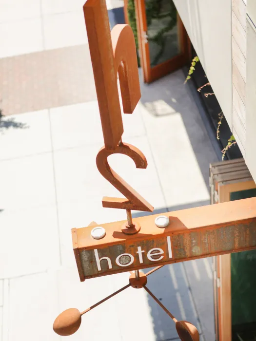 Signage detail for h2hotel in Healdsburg, Ca.