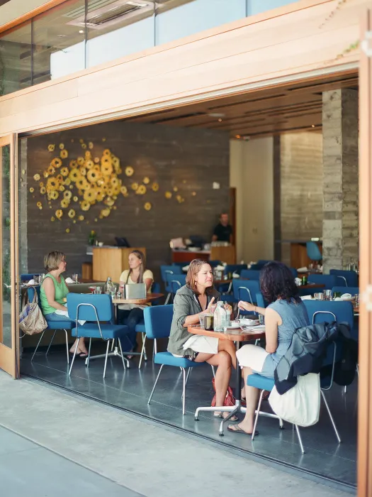 Looking into Spoonbar from the street at h2hotel in Healdsburg, Ca.