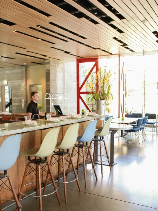 Reception and bar at Spoonbar restaurant and bar inside h2hotel in Healdsburg, Ca.