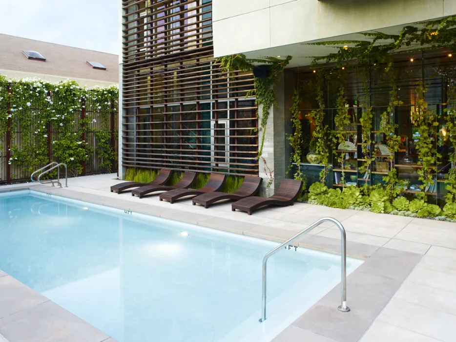 Outdoor pool and patio at h2hotel in Healdsburg, Ca.