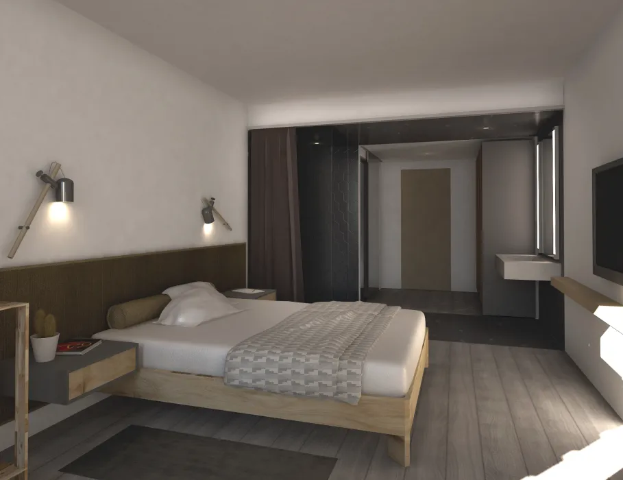 Rendering of a standard room inside Harmon Guest House in Healdsburg, Ca 