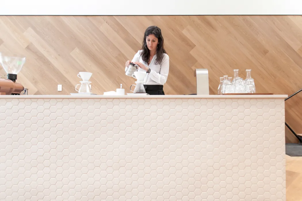 Interior coffee bar at Saint Frank Coffee in San Francisco.