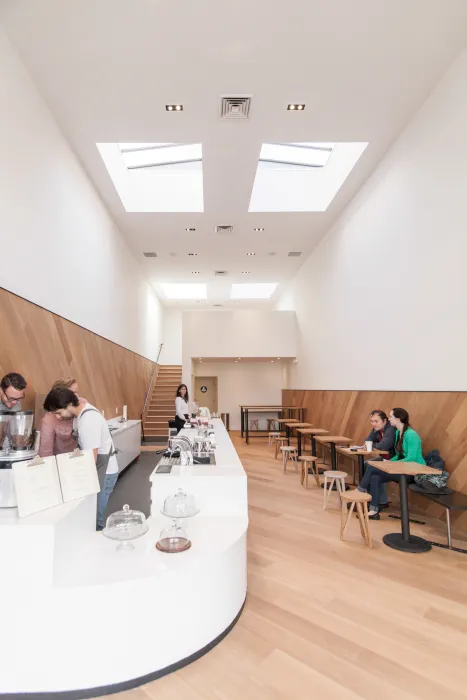 Interior of Saint Frank Coffee in San Francisco.