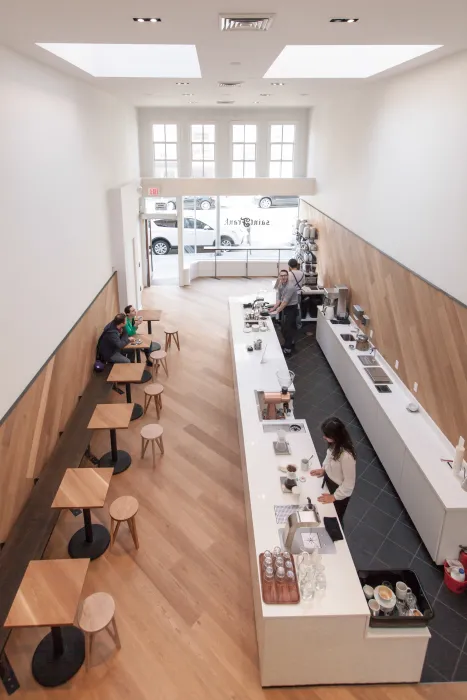 Interior of Saint Frank Coffee in San Francisco.