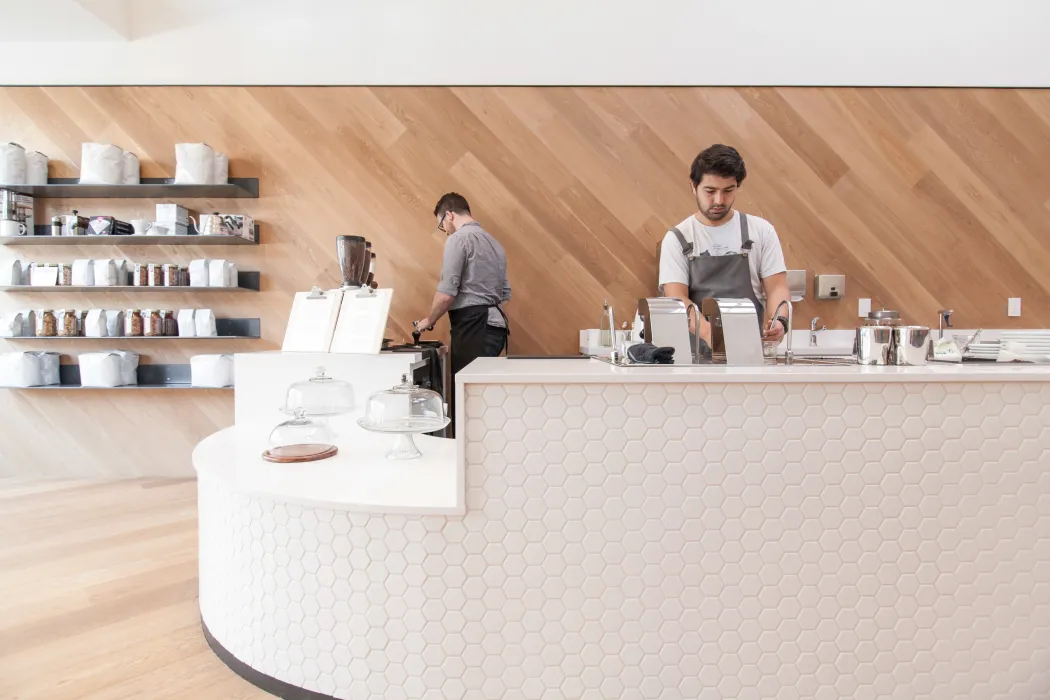 Interior coffee bar at Saint Frank Coffee in San Francisco.