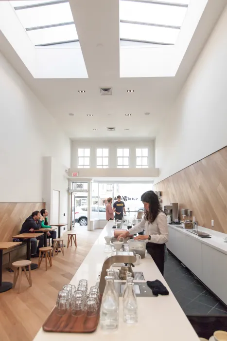 Coffee bar inside Saint Frank Coffee in San Francisco.