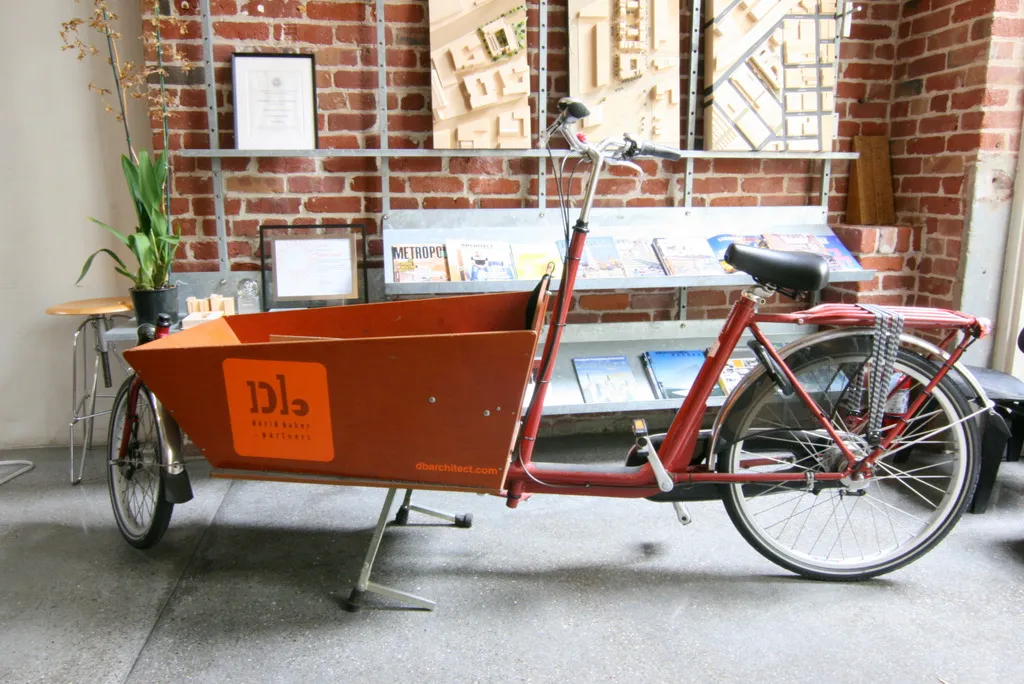 DBA office bakfiets, a dutch cargo bike, in David Baker Architects Office in San Francisco.