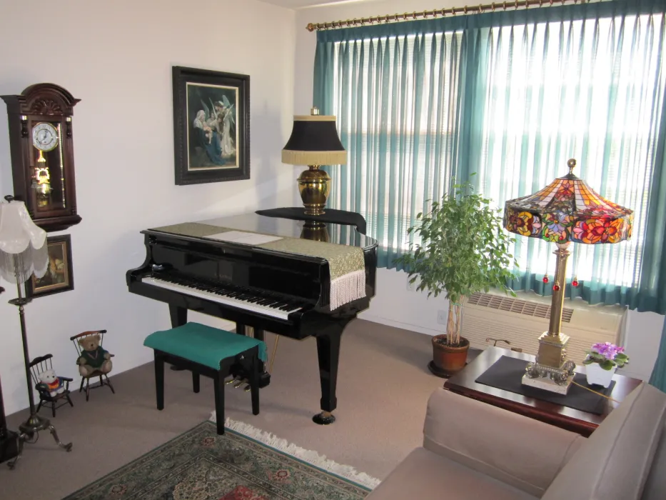 Living room inside a unit att Mabuhay Court in San Jose, Ca.