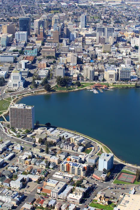 Aerial view of Lakeside Senior Housing in Oakland, Ca.