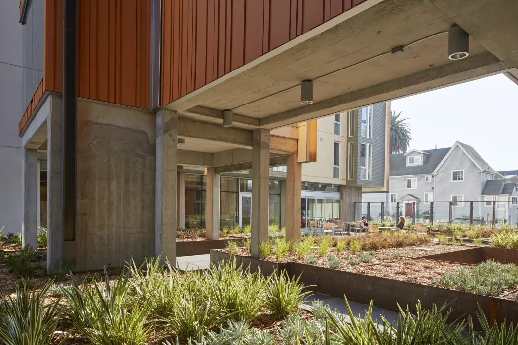 Courtyard inside Lakeside Senior Housing in Oakland, Ca