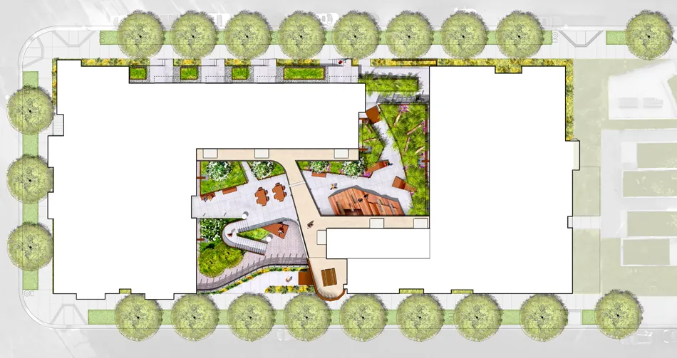 Landscape site plan of Pacific Pointe Apartments in San Francisco, CA