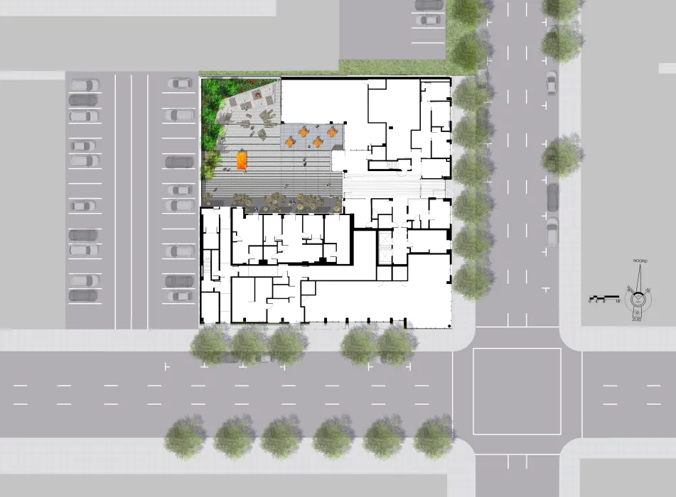 Level one site plan for 555 Larkin in San Francisco.