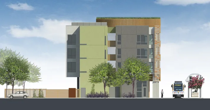 North elevation rendering of La Valentina Station in Sacramento, Ca.