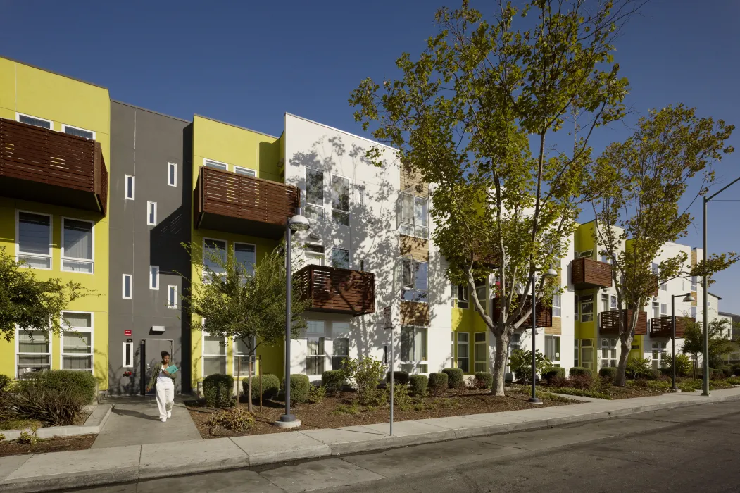 Exterior of Tassafaronga Village in East Oakland, CA. 