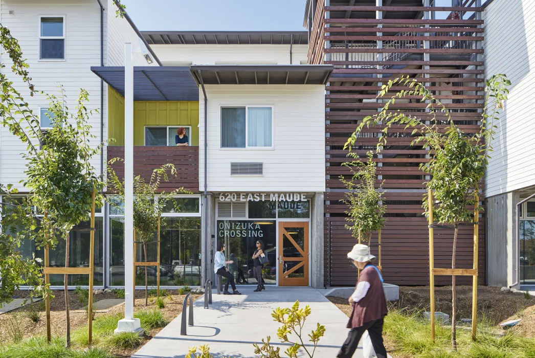 Entrance to Onizuka Crossing Family Housing in Sunnyvale, California