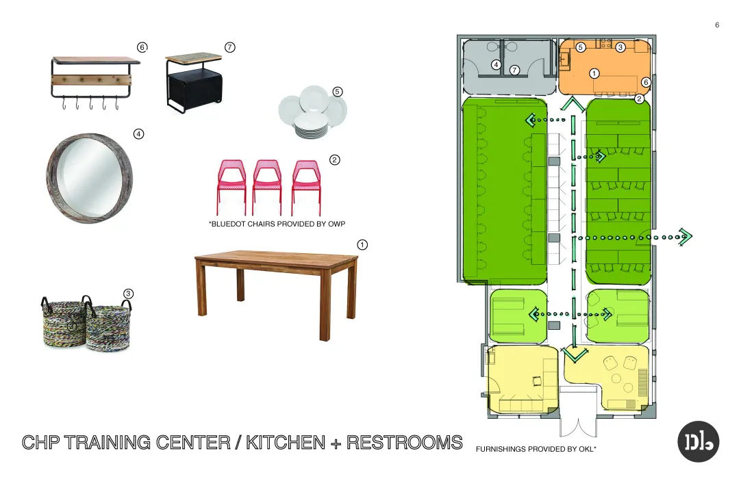 Kitchen and restroom site plan for CHP Training Center in San Francisco.