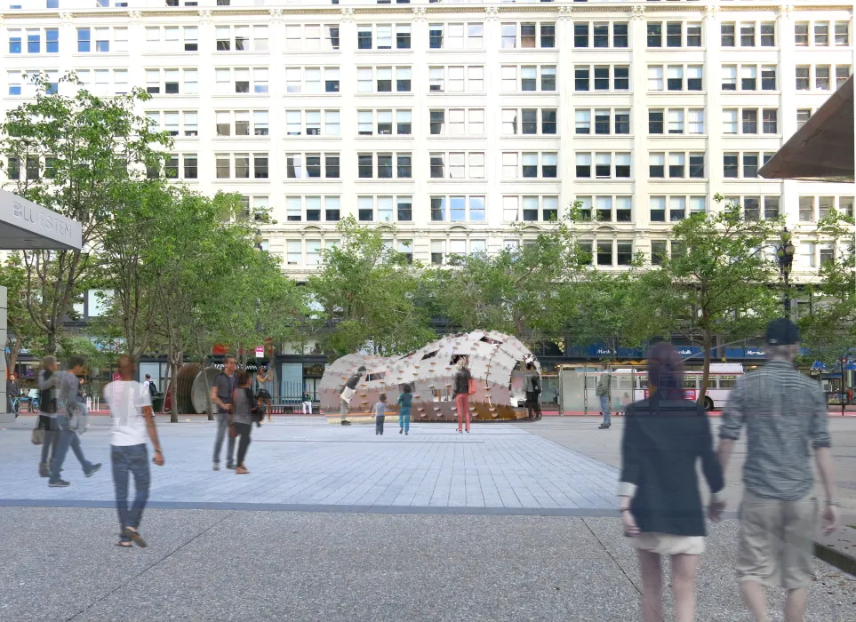 Rendering of DBA's installation, PeepSHOW 2.0, for the Market Street Prototyping Festival in San Francisco.