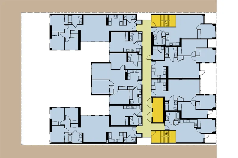 Floor plan showing unit configurations at Curran House in San Franicsco.