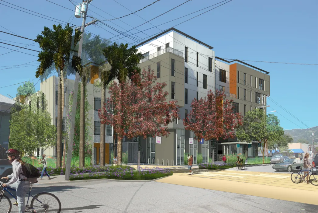 Exterior rendering of Parker Place in Berkeley, California.