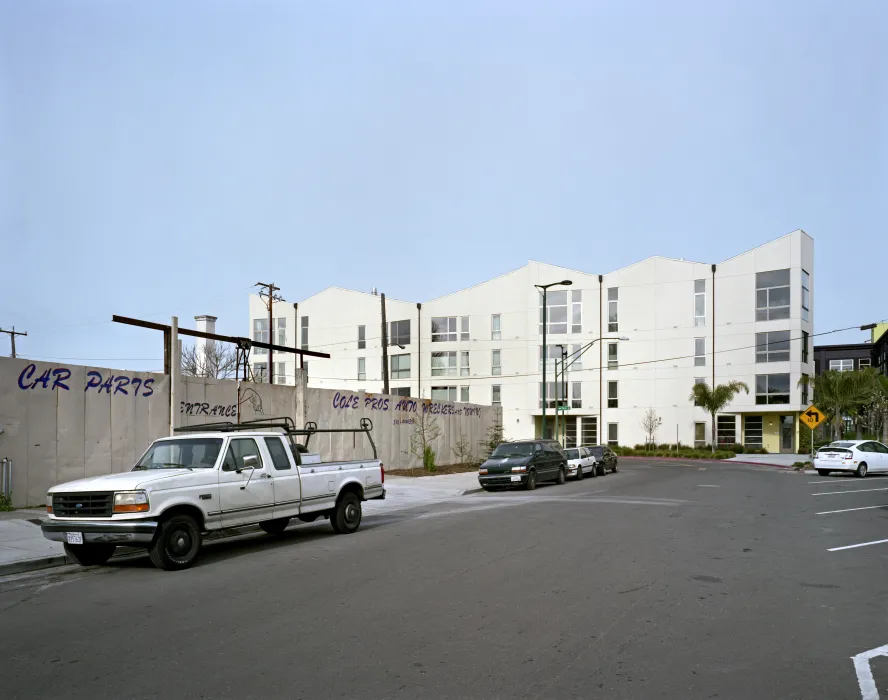 View of Pacific Cannery Lofts from down the street in Oakland, California.