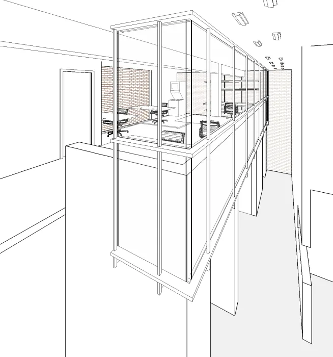 Perspective rendering of the loft inside David Baker Architects Office in San Francisco.