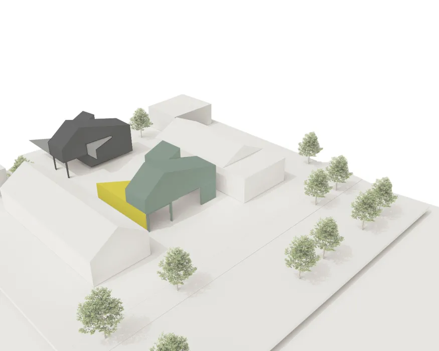 Diagram of Phase 2 of Incremental Density for  More-Plex, a competition entry for kit-of-parts collaborative housing.