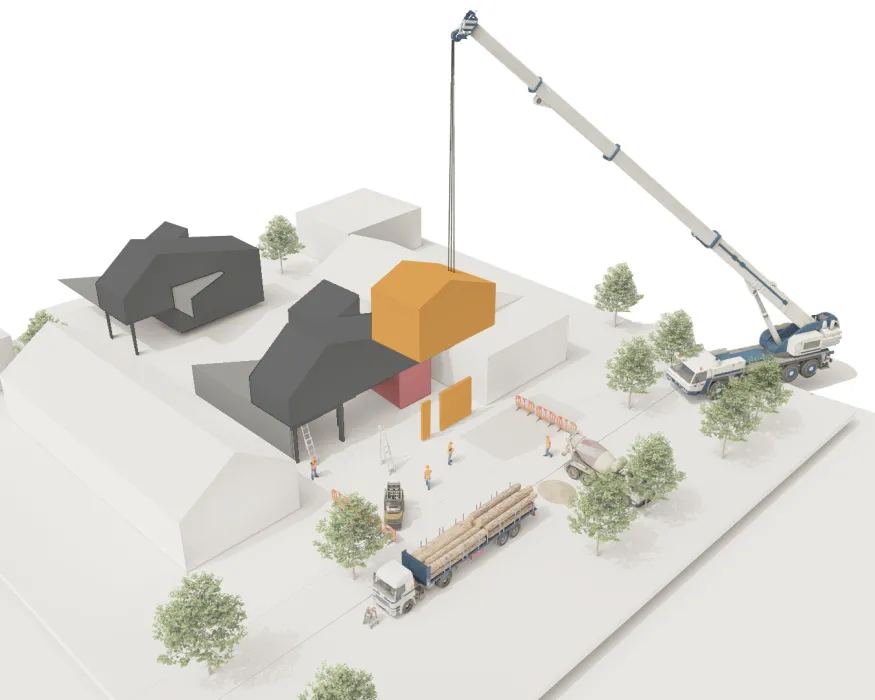 Diagram of Phase 3 of Incremental Density for  More-Plex, a competition entry for kit-of-parts collaborative housing.