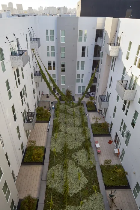 Courtyard view of Potrero 1010 in San Francisco, CA.