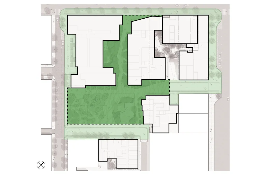 Diagram of extensive public-realm improvement for Brady Block development in San Francisco.