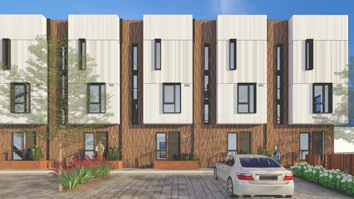 Exterior rendering of the townhouses for Union Brick in Nashville, Tennessee.