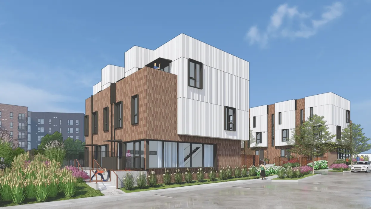 Exterior rendering of the townhouses for Union Brick in Nashville, Tennessee.