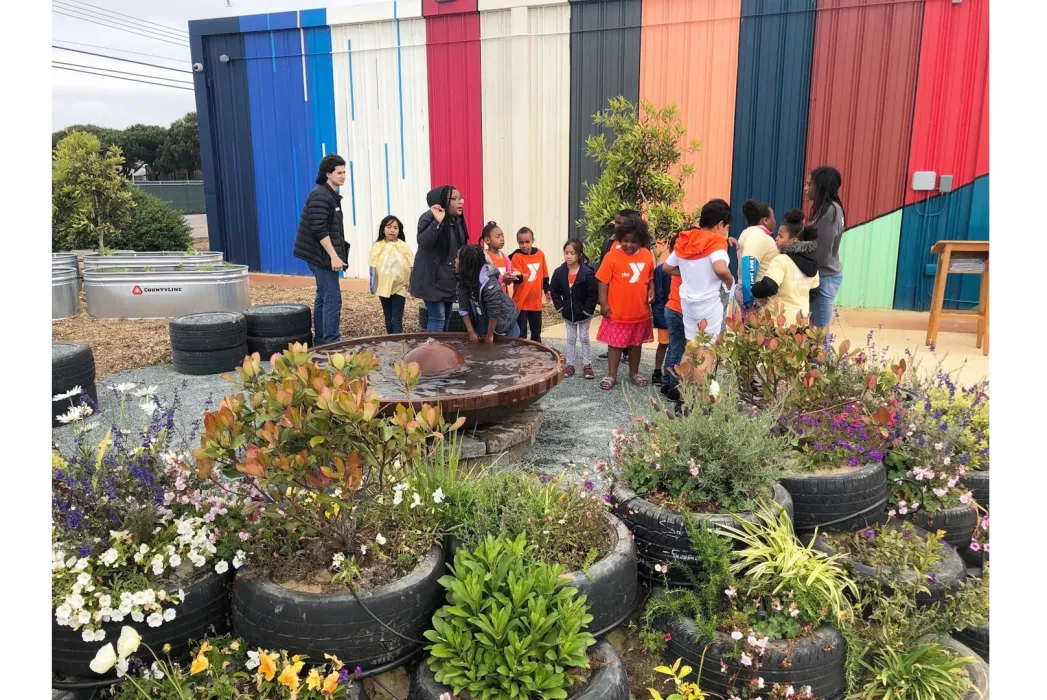 School kids in Gather Garden in San Francisco.