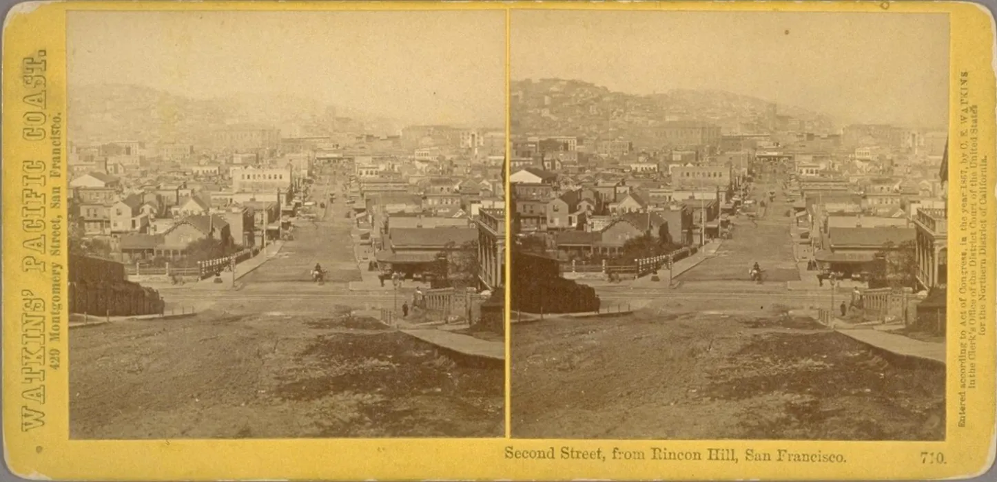 Historic photo of Second Street from Rincon Hill.