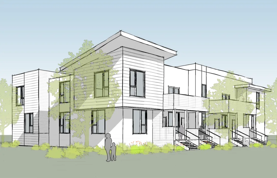 Rendering of exterior view of Lee Walker Heights in Asheville, North Carolina.