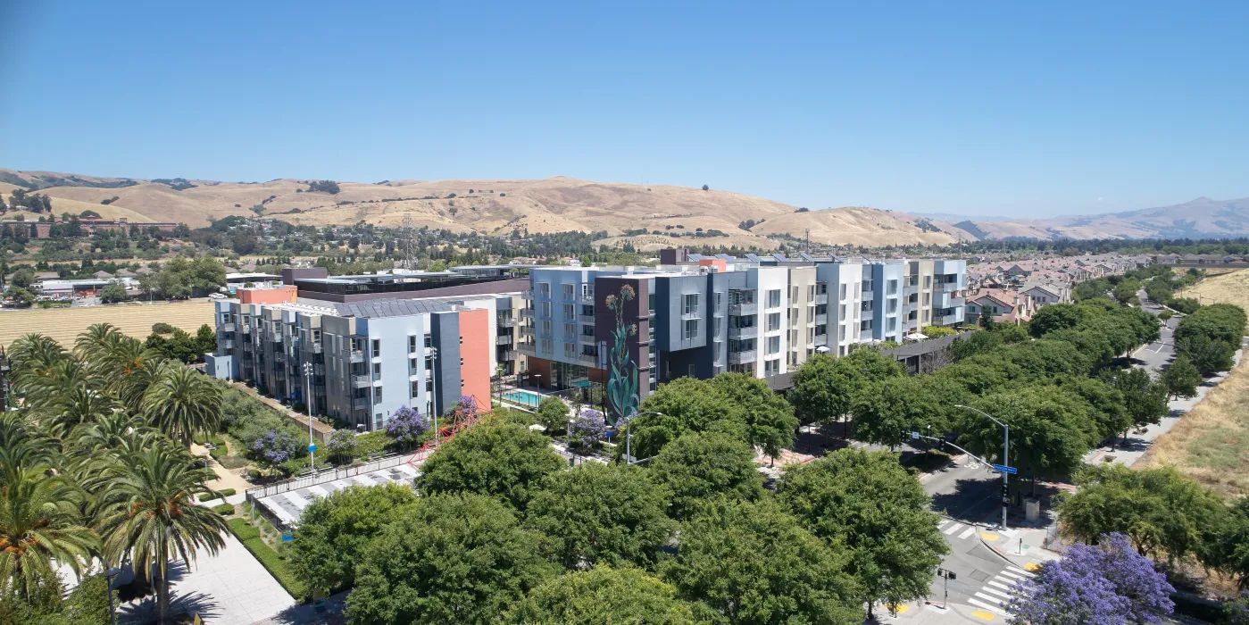 Exterior view of Station Center Family Housing in Union City, Ca.