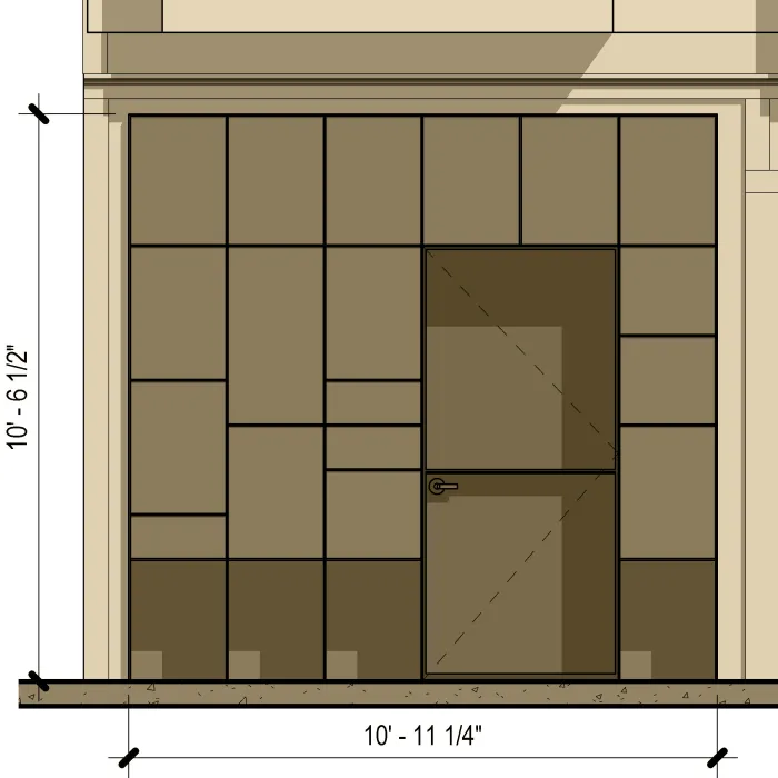 Simple drawing of the elevation for StoreFrontLab in San Francisco.