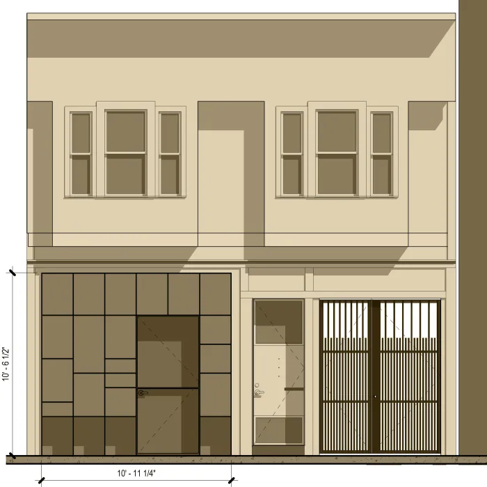 Drawing of the elevation for the Shotwell Compound in San Francisco.