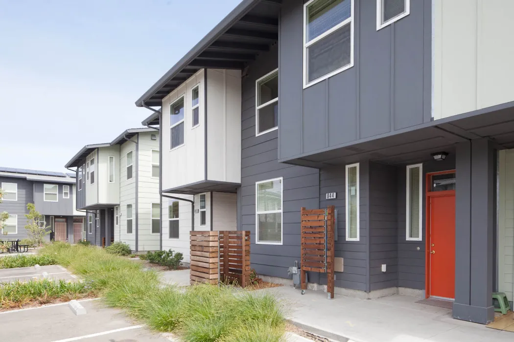 Exterior of Habitat for Humanity hoes at Tassafaronga Village in East Oakland, CA. 