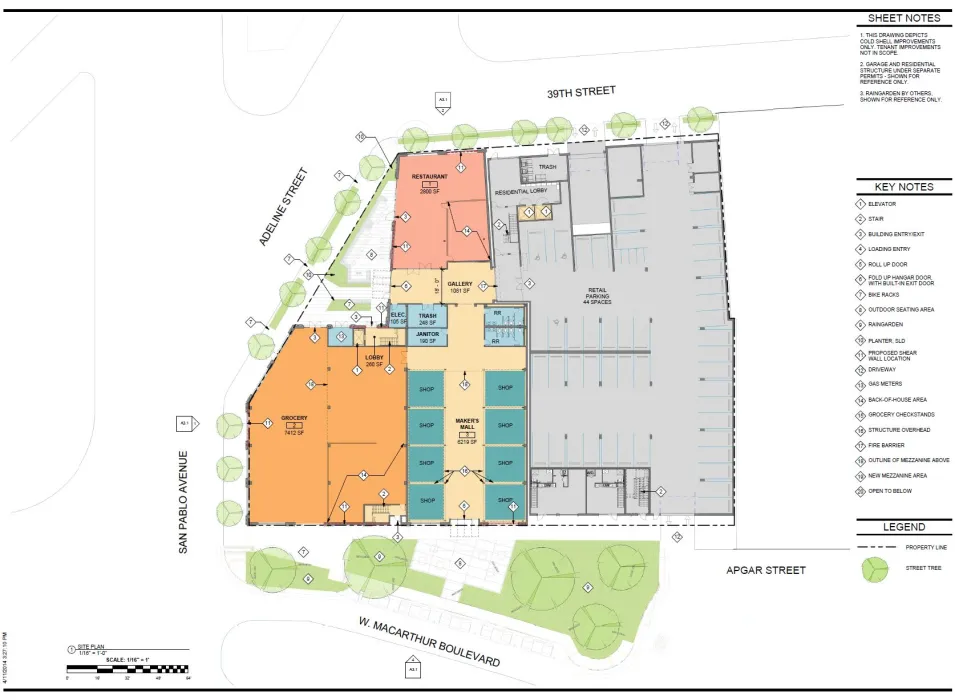 Ground floor site plan for The Intersection in Emeryville, California.