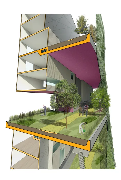 Section diagram showing the townhouses for Xero Project.