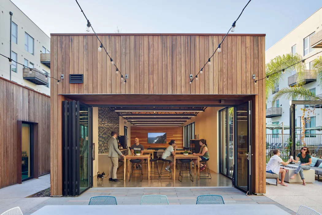 Community pavilion in the courtyard at Union Flats in Union City, Ca.