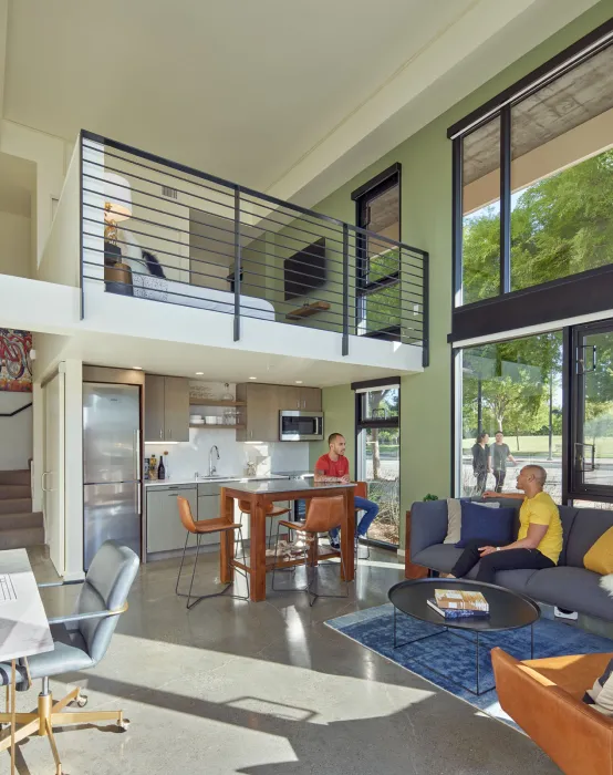 Interior view of flex loft inside Union Flats in Union City, Ca.