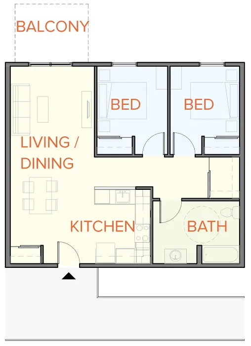 Unit plan of Lee Walker Heights in Asheville, North Carolina.